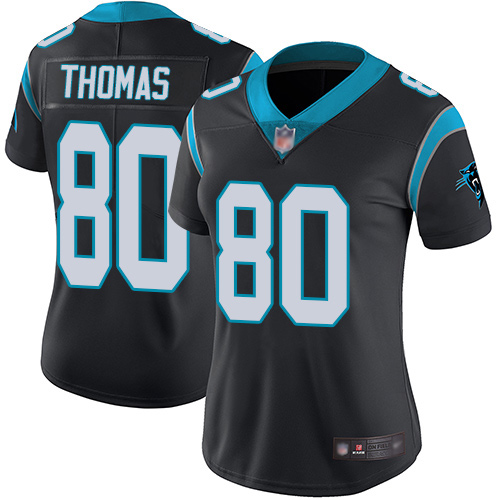 Carolina Panthers Limited Black Women Ian Thomas Home Jersey NFL Football #80 Vapor Untouchable